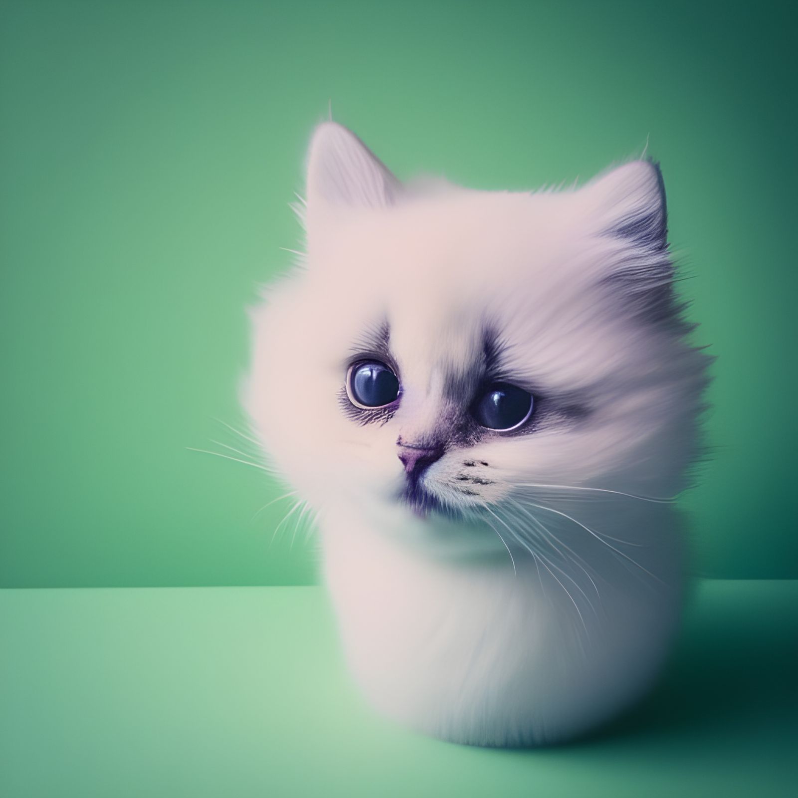 Cute Fluffy Cat in Cup: Professional Studio Photo