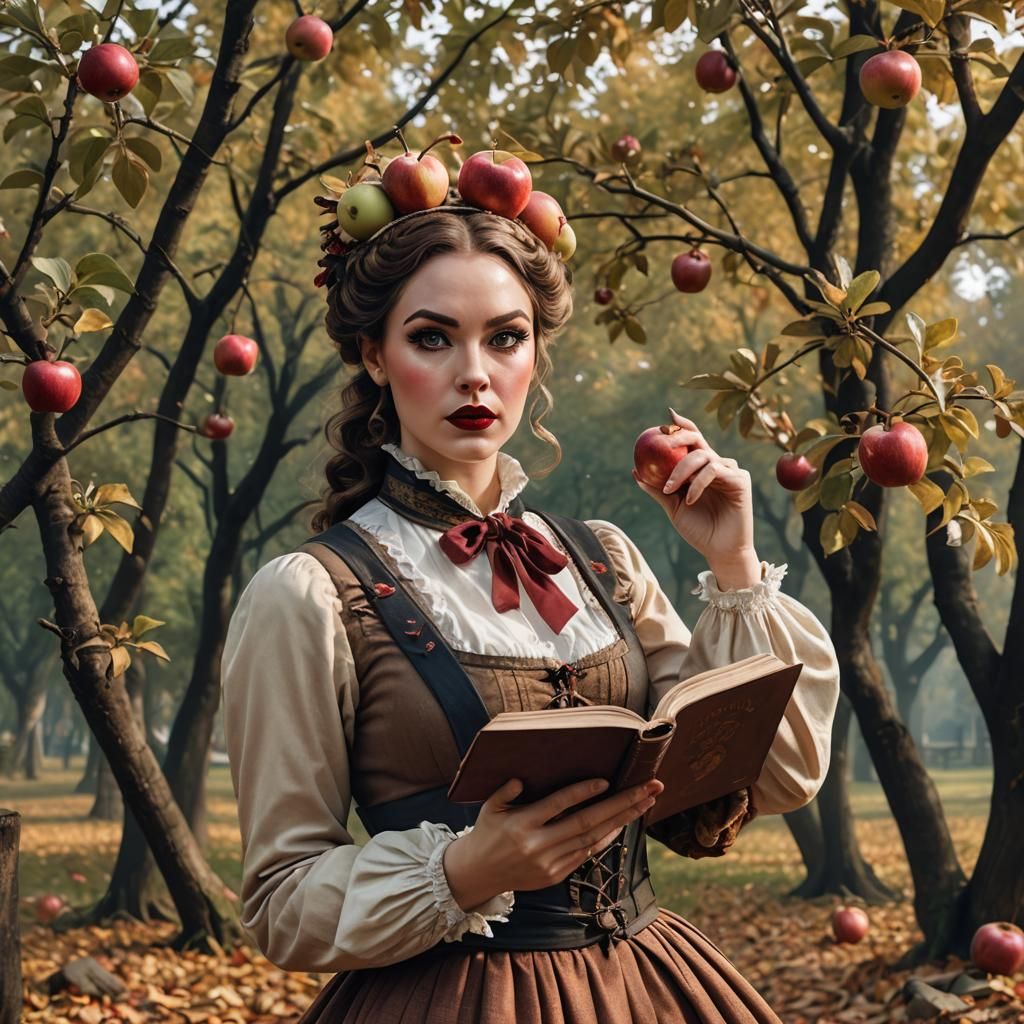 1800s Pinup Girl and Archer in Autumn
