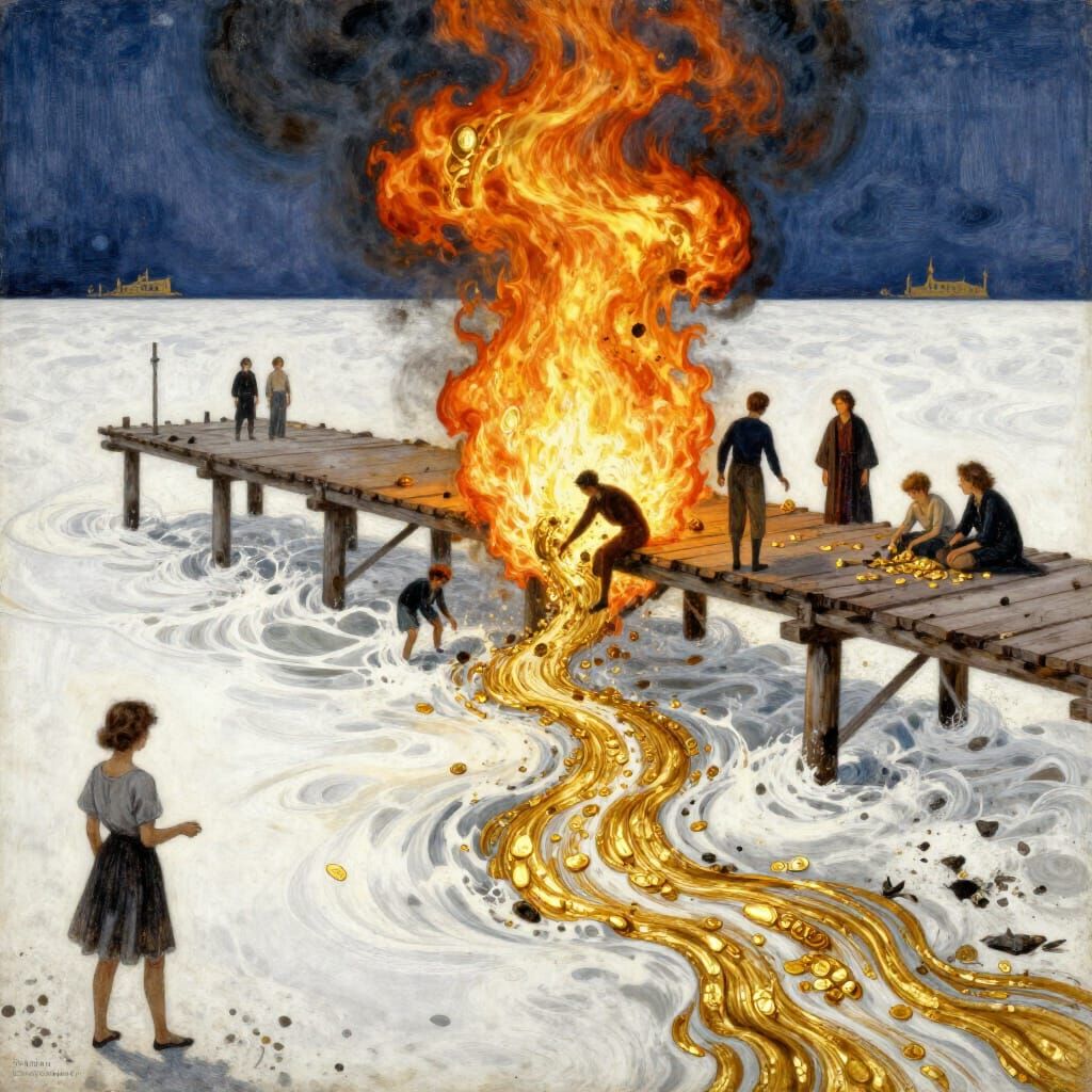 Apocalyptic Scene: Golden Stream, Children Perish, World Abl...