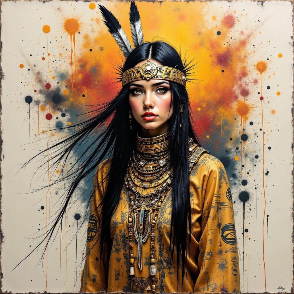 Native American Model in Traditional Dress