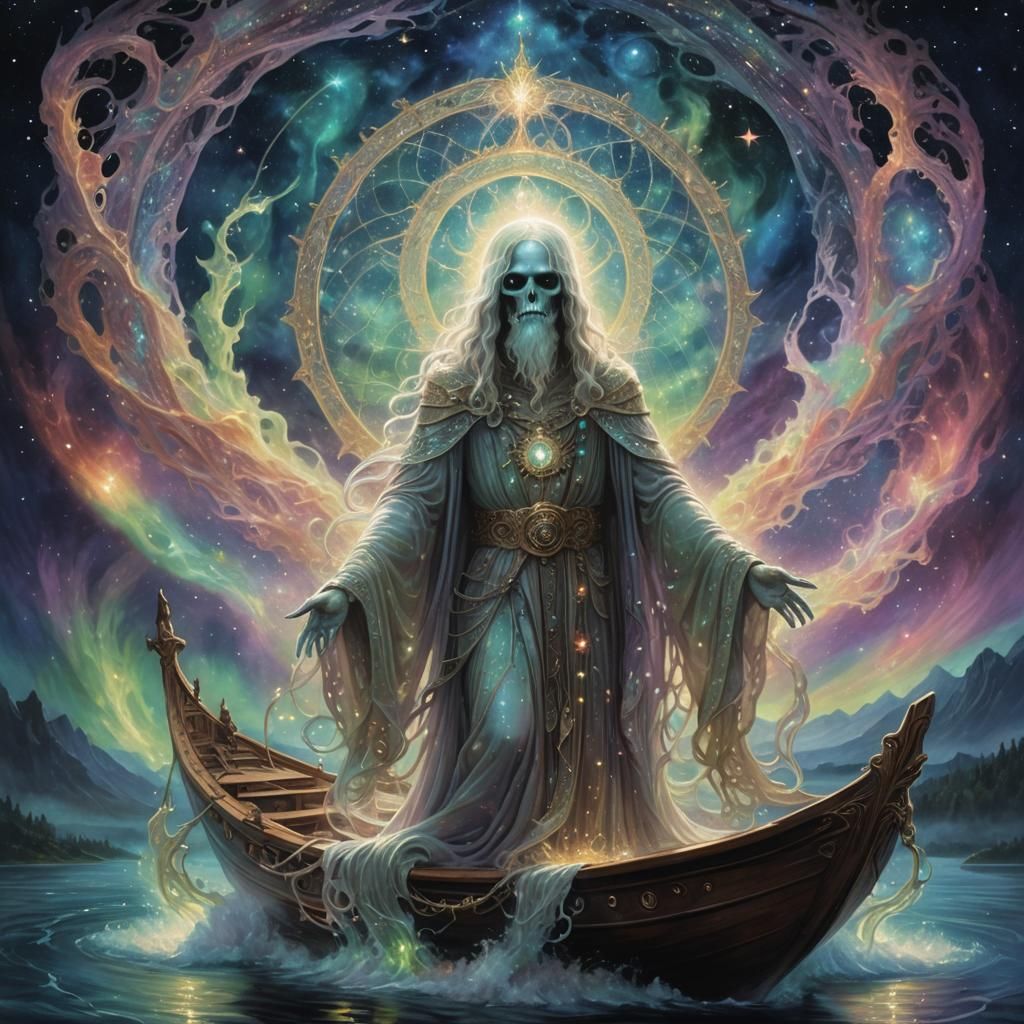 Charon Guiding Souls Across the River Styx