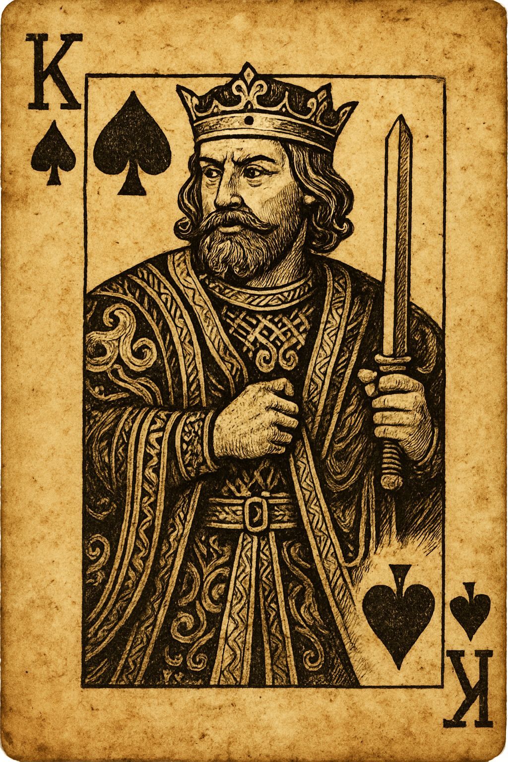 King of Spades on Worn Paper