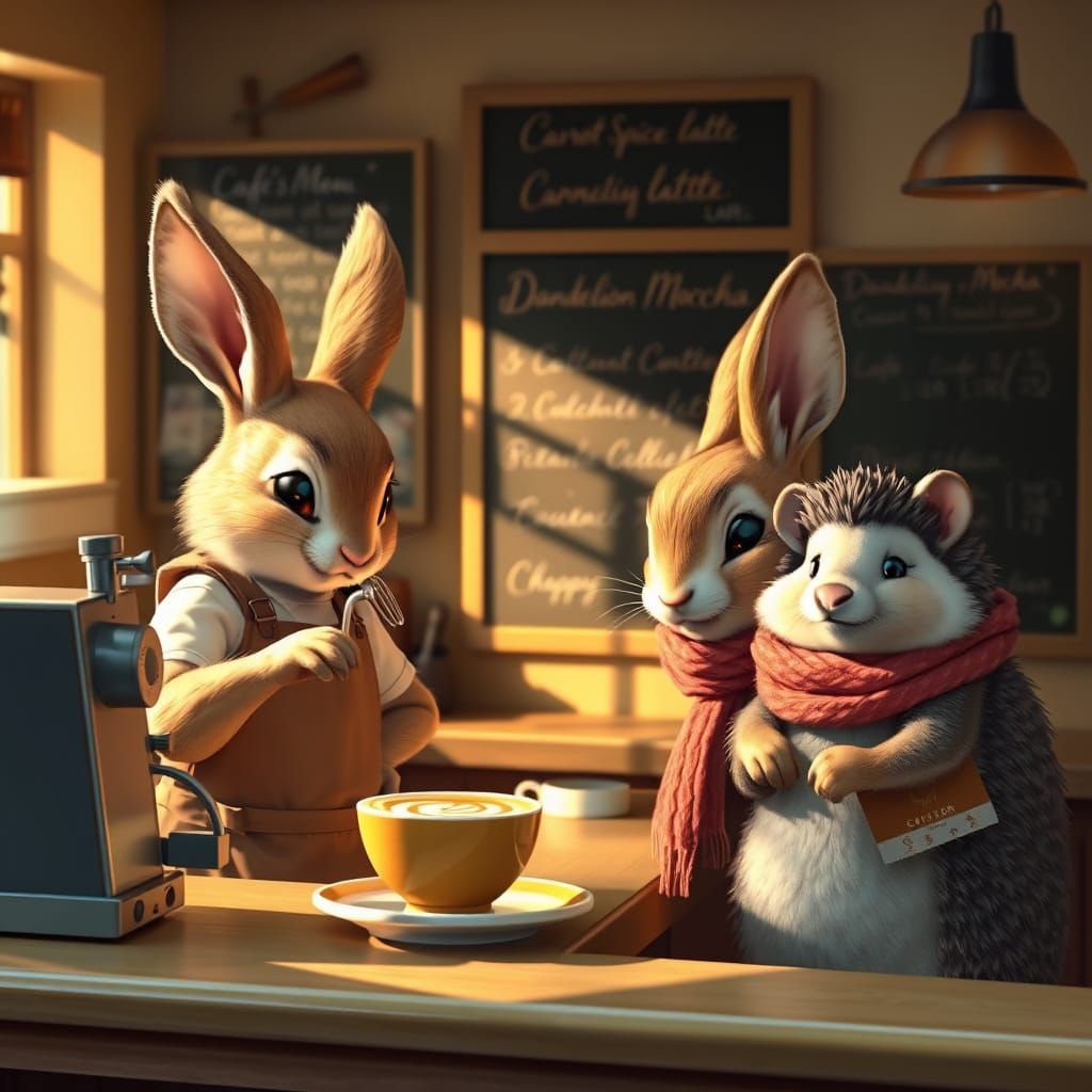 Anthropomorphic Rabbits Run a Cozy Cafe