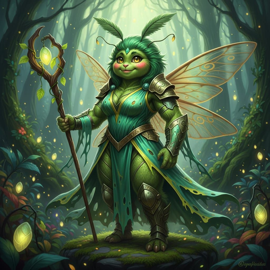 Cute Moth Woman Hybrid with Muscular Build