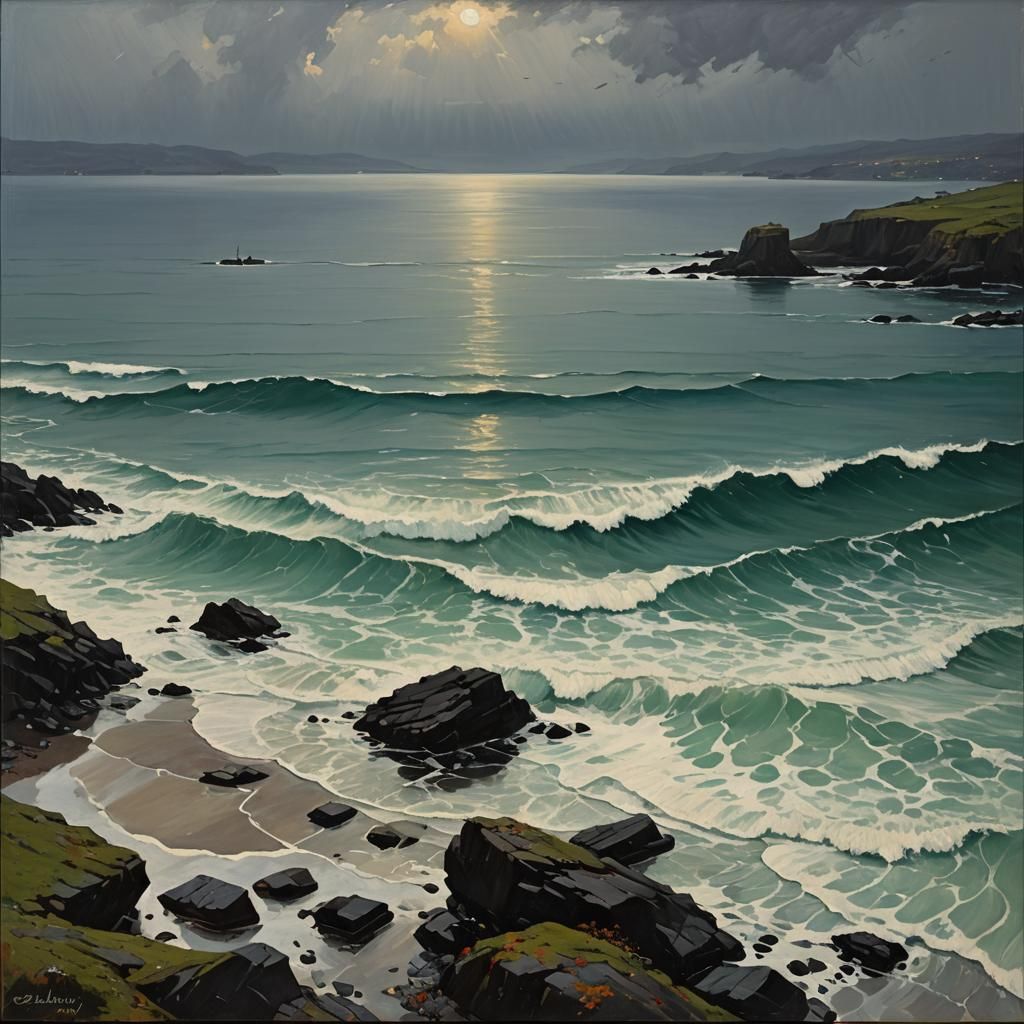 Melancholy Shores: An Oil Painting of Secrets