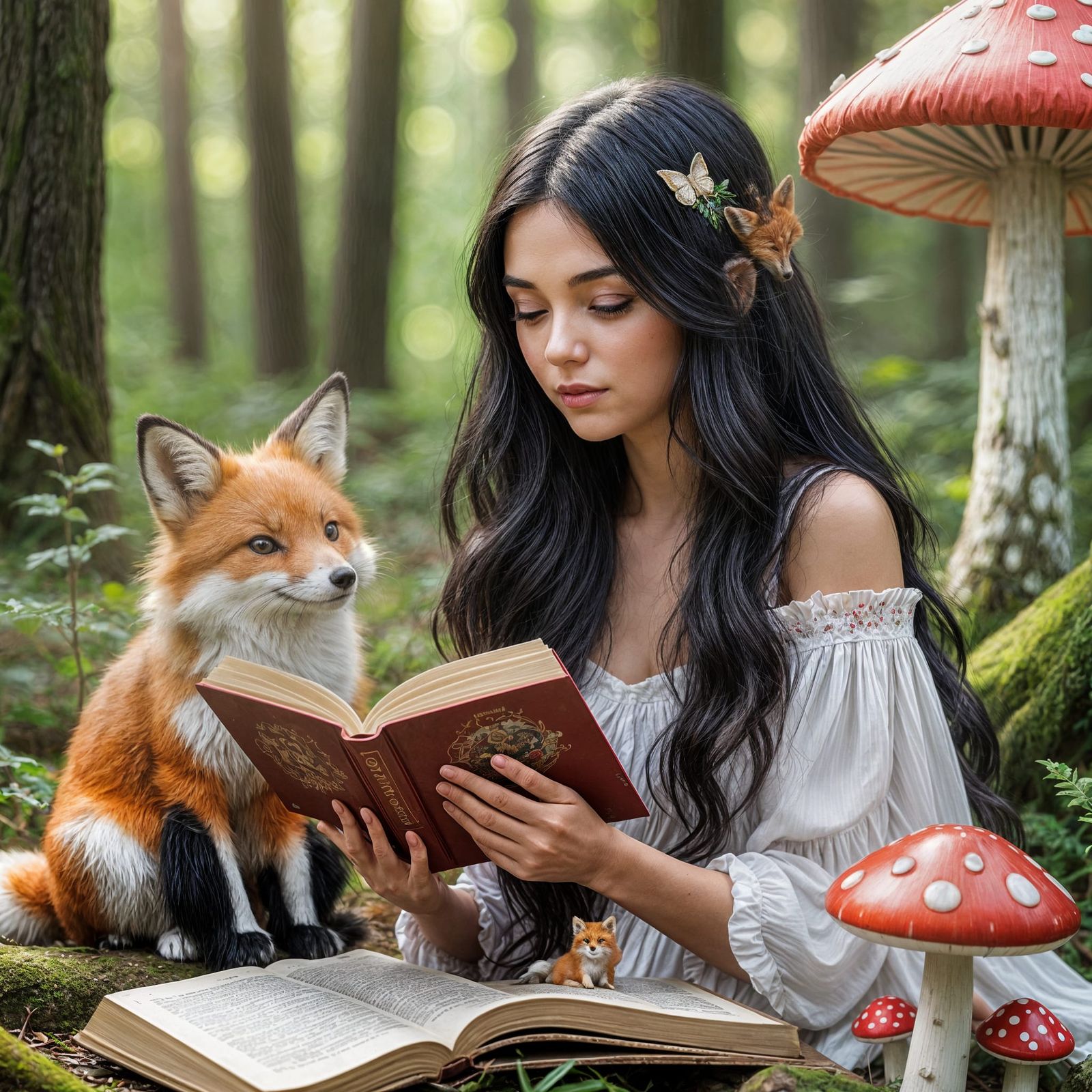 Ethereal Fairy Reads on Forest Toadstool