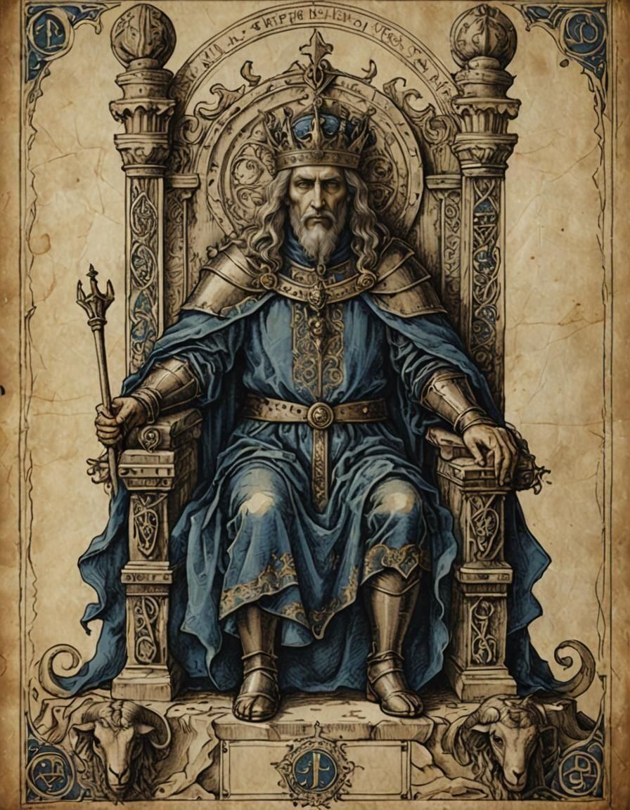 Tarot Card: Medieval King in Renaissance Style