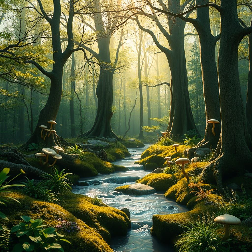 Enchanted Forest Glade in Ethereal Light