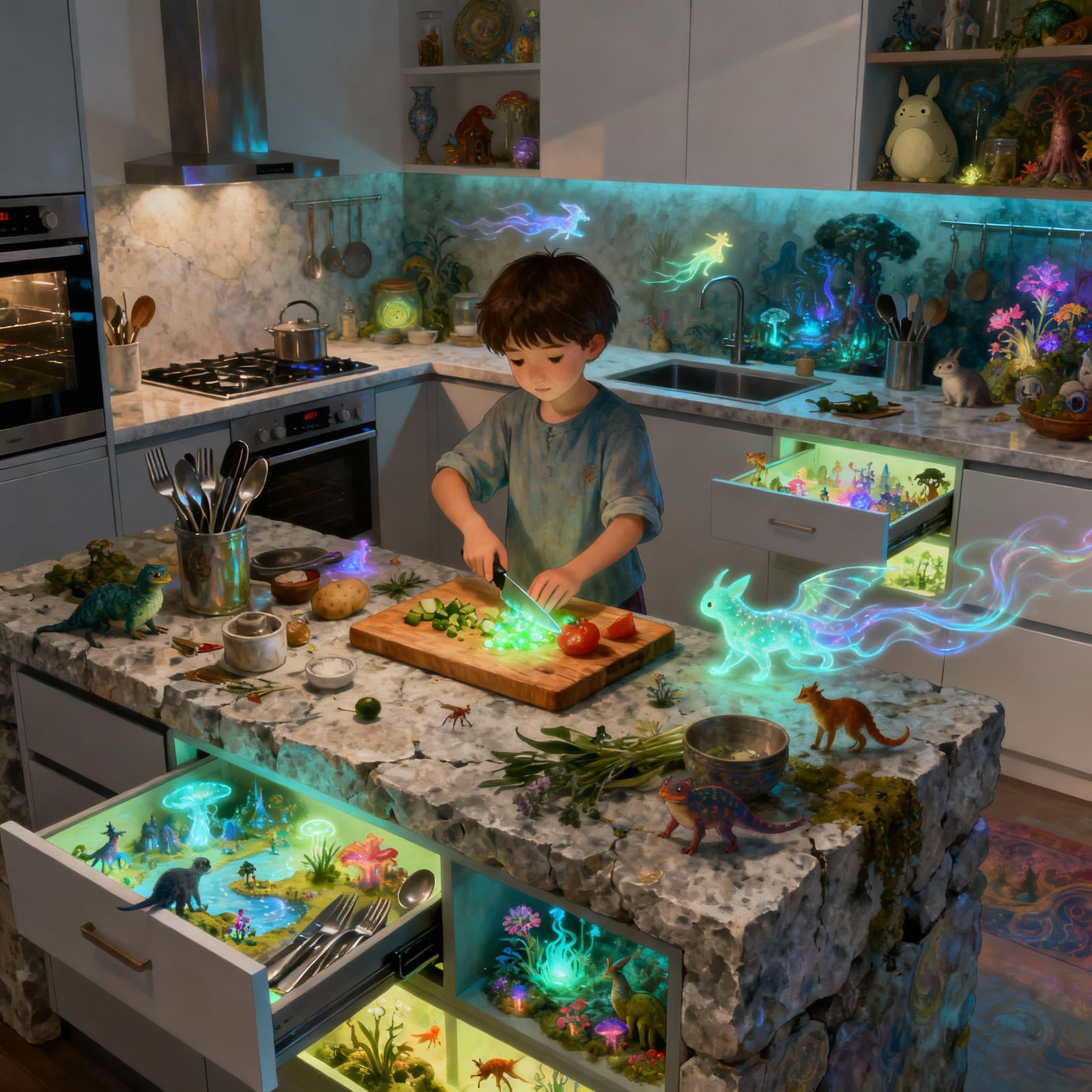 Enchanted Cutlery Drawer: Miniature Magic in Modern Kitchen