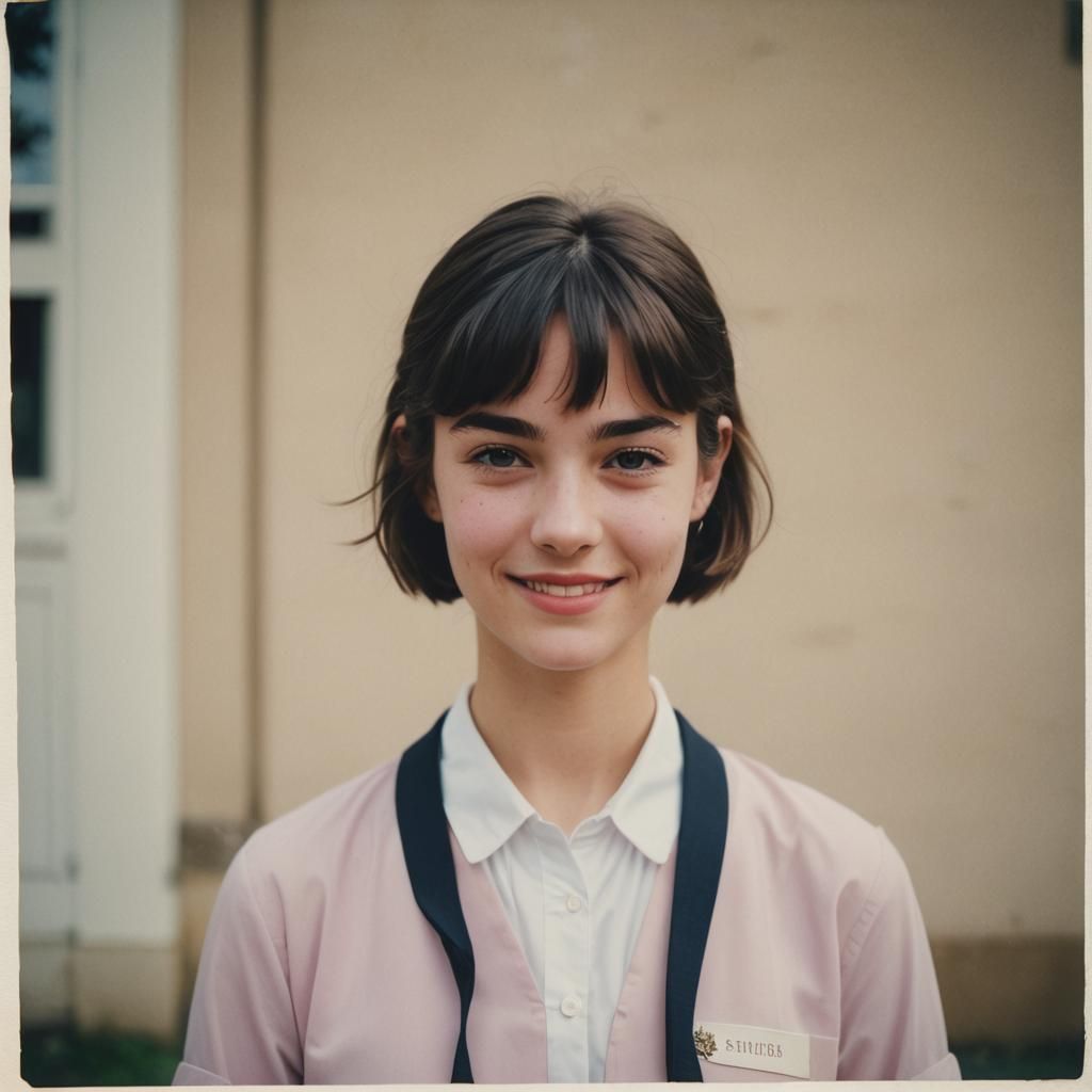 High School Girl Portrait in Polaroid Style