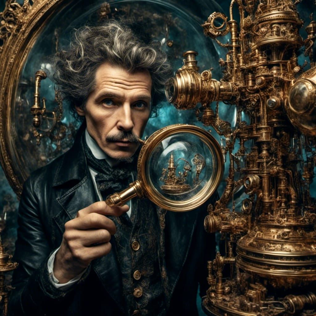 Sherlock Holmes Inspects a Clue with Magnifying Glass