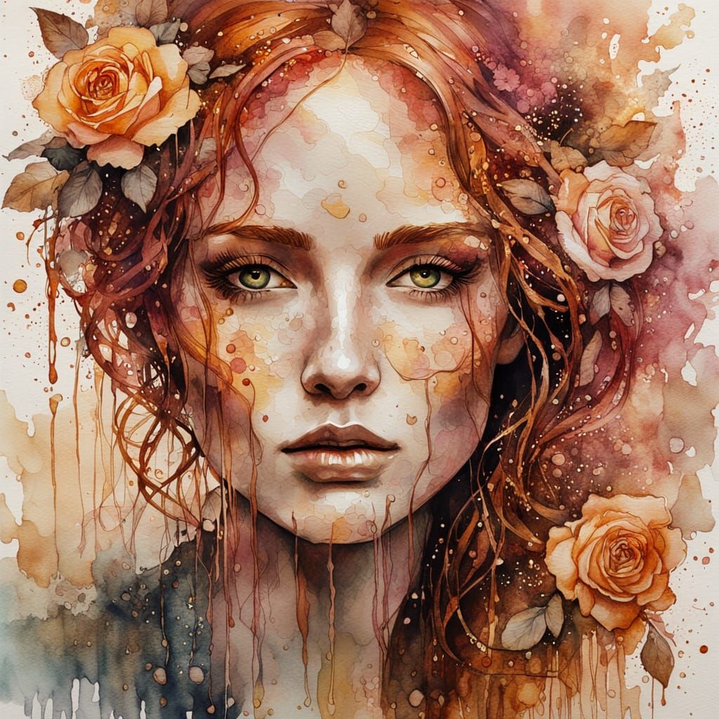 Soft Porcelain Beauty in Whimsical Watercolor Flow