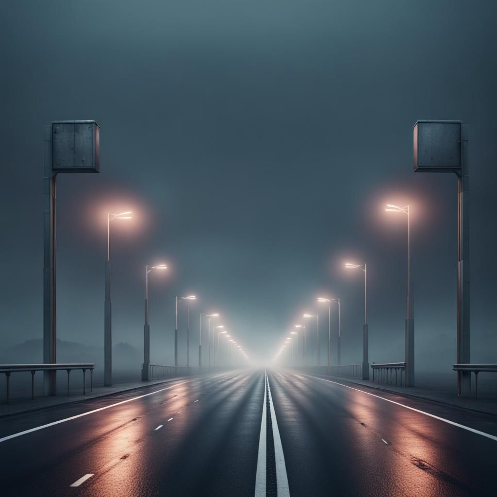 Misty Motorway: A Detailed Matte Painting