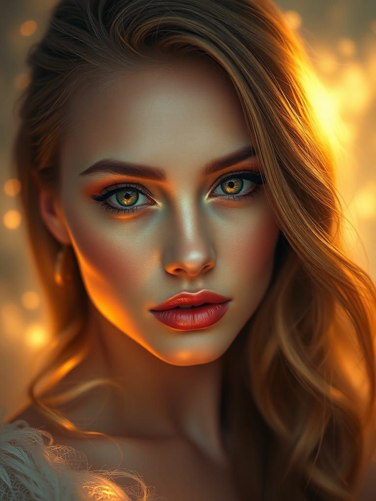Ethereal Beauty Portrait with Golden Luminescence