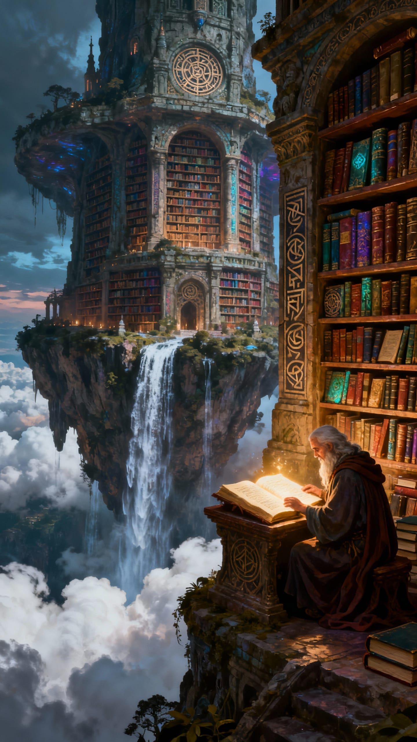 Epic Fantasy Library on Floating Island