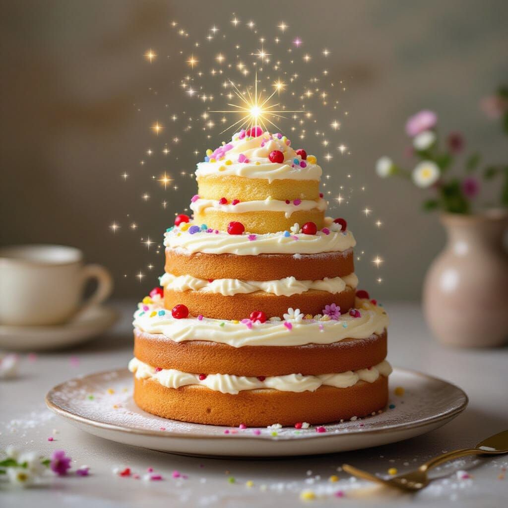 Enchanted Cake Transforms into Layered Masterpiece with Fair...