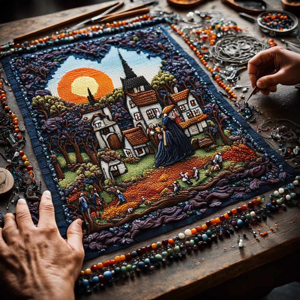 Murano Glass Bead Tapestry: Salem Witch Trials