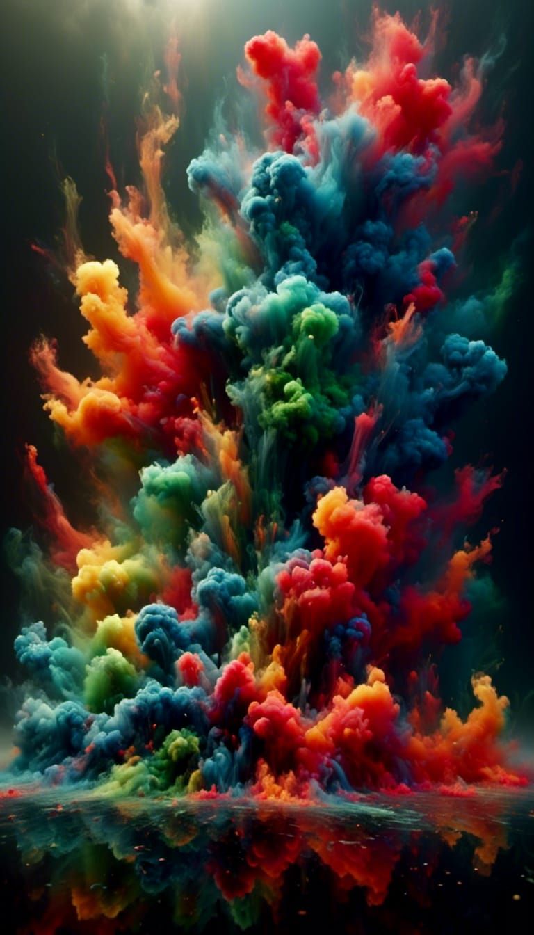 Vibrant 3D Smoke with Red, Green, and Gold