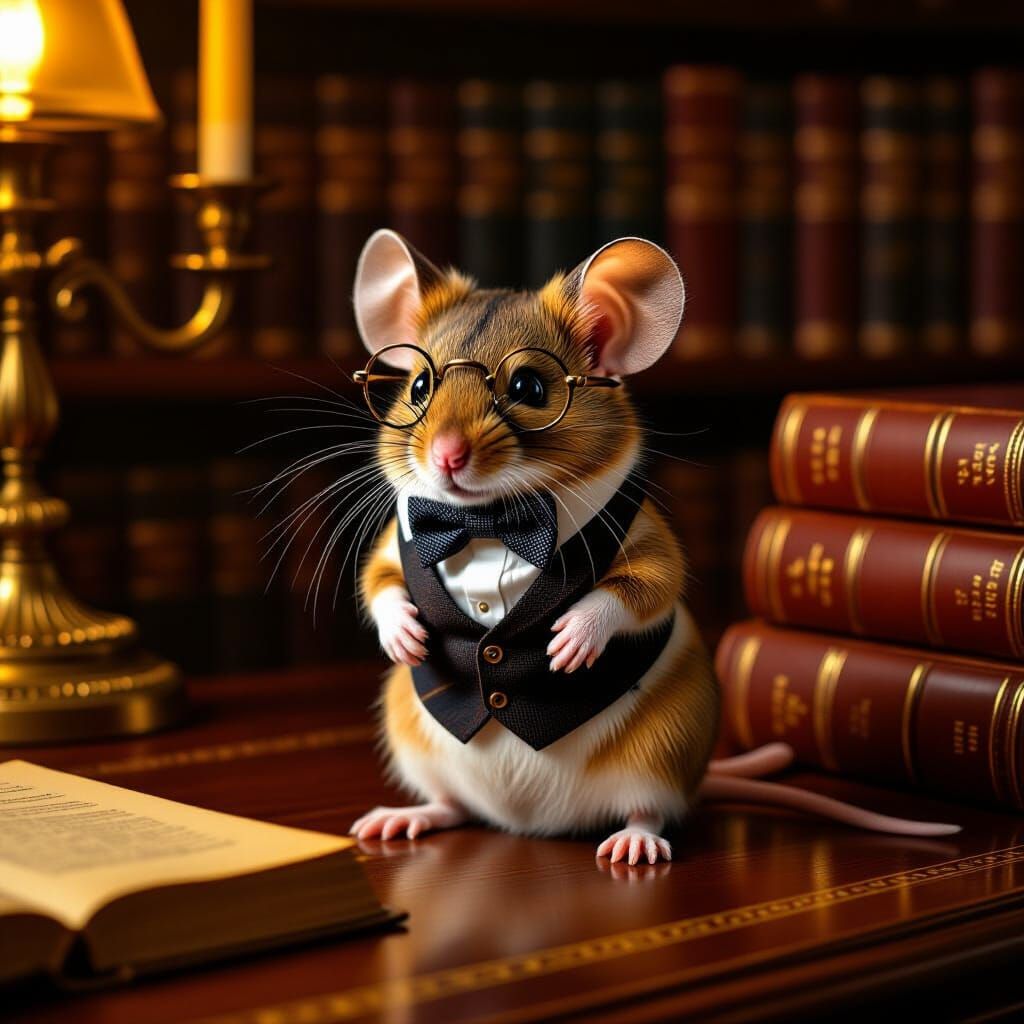 Dapper Mouse Portrait in Anderson-esque Style