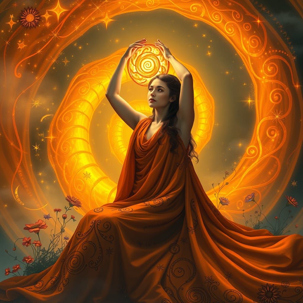 Surreal Landscape with Celestial Spiral