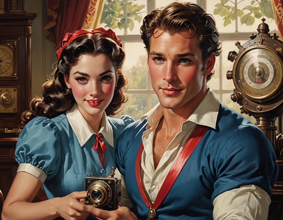 Happy Prince Charming with Ribbon, Hyperrealistic Style