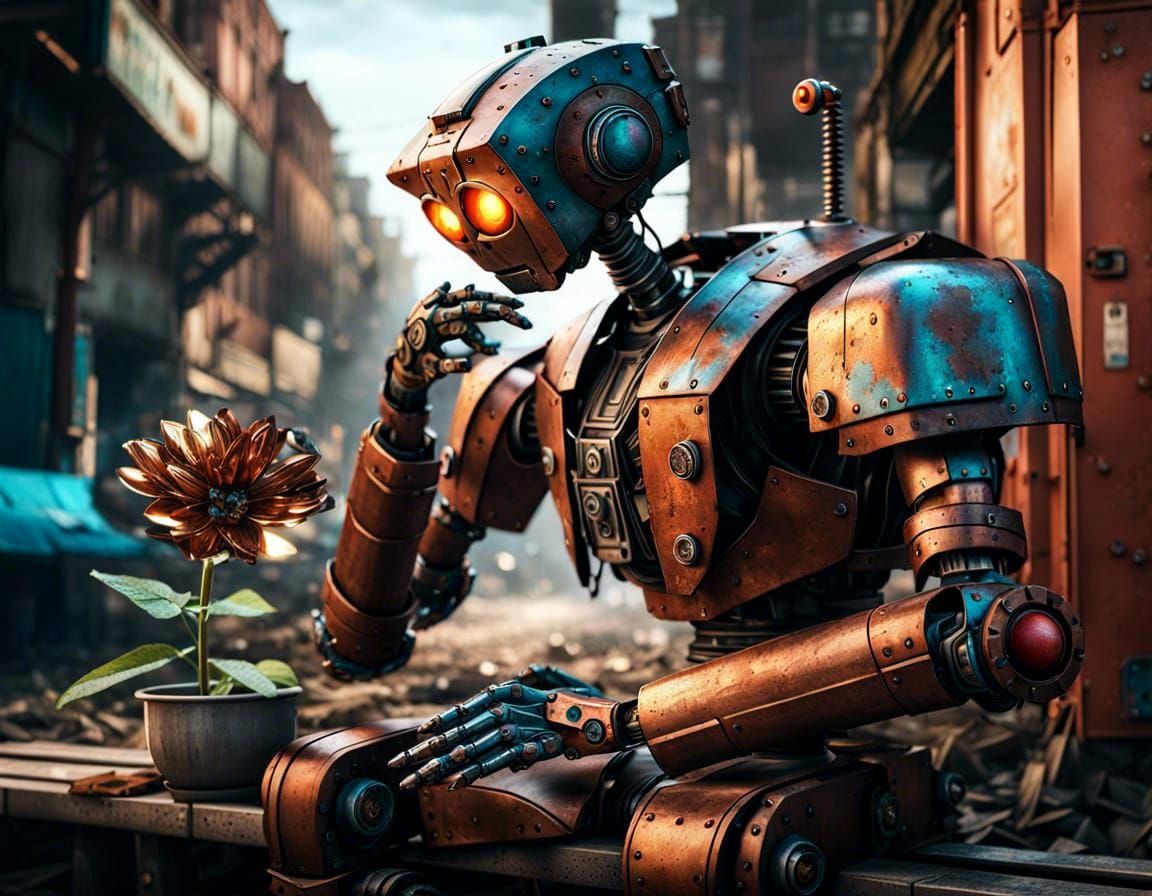 Metallic Flower With Intricate Sci-Fi Details