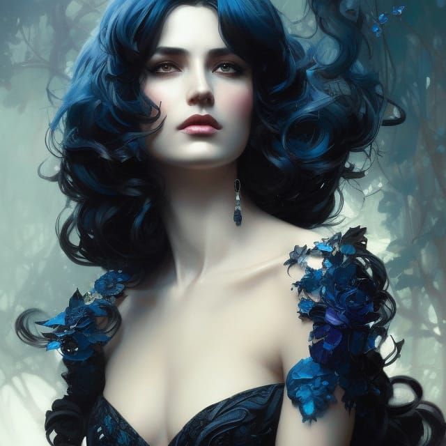 Beautiful Witch Portrait in Hyperdetailed Art Nouveau Style