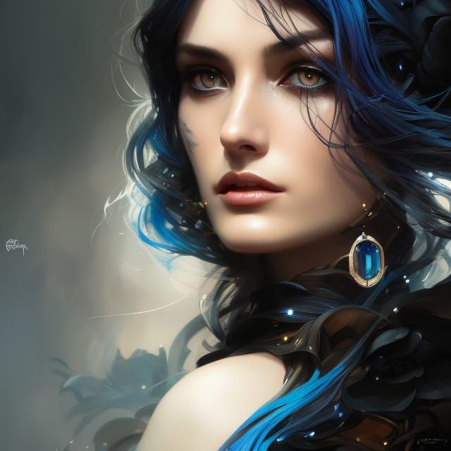 Beautiful Witch Portrait in Hyperdetailed Style