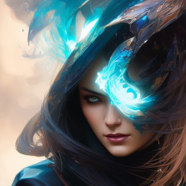 Beautiful Witch Portrait in Detailed Art Nouveau Style