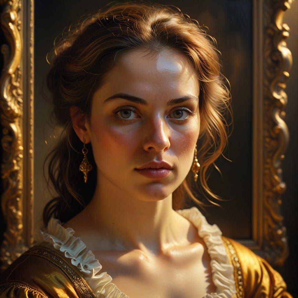 Renaissance Artist's Portrait in Oil Painting Style