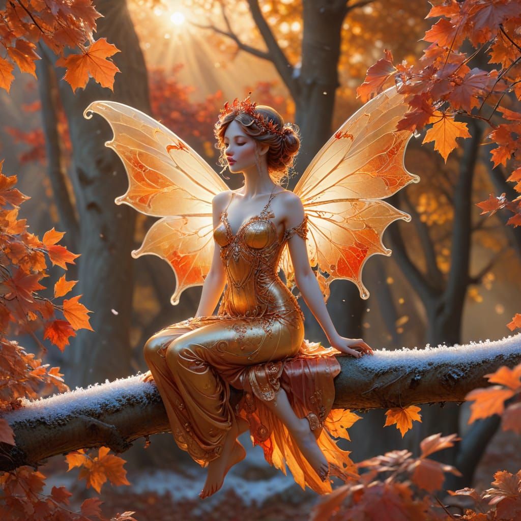 Victorian Fairy in Autumnal Sunset, Digital Art