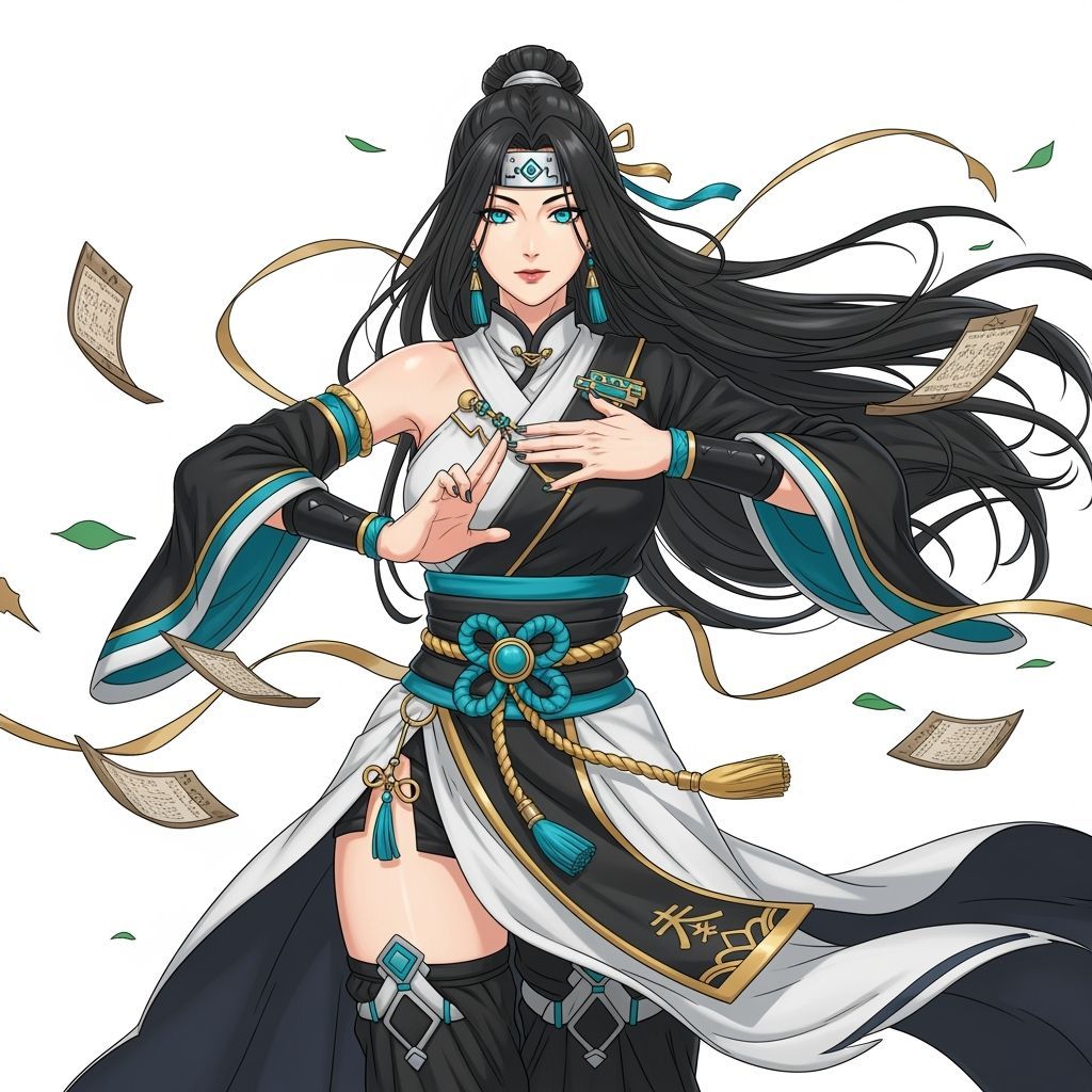 Graceful Anime Woman in Martial Arts Pose