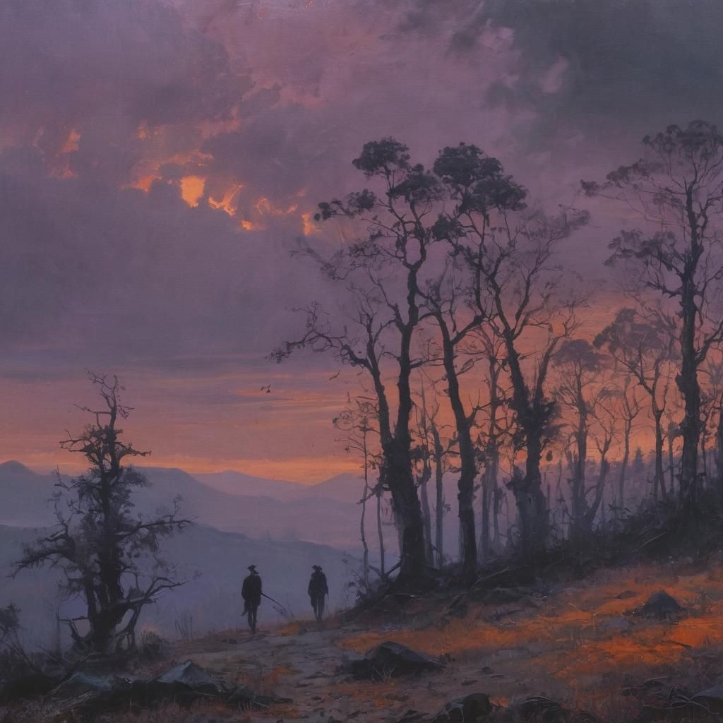 Symbolist Landscape Painting in Darkly Romantic Style