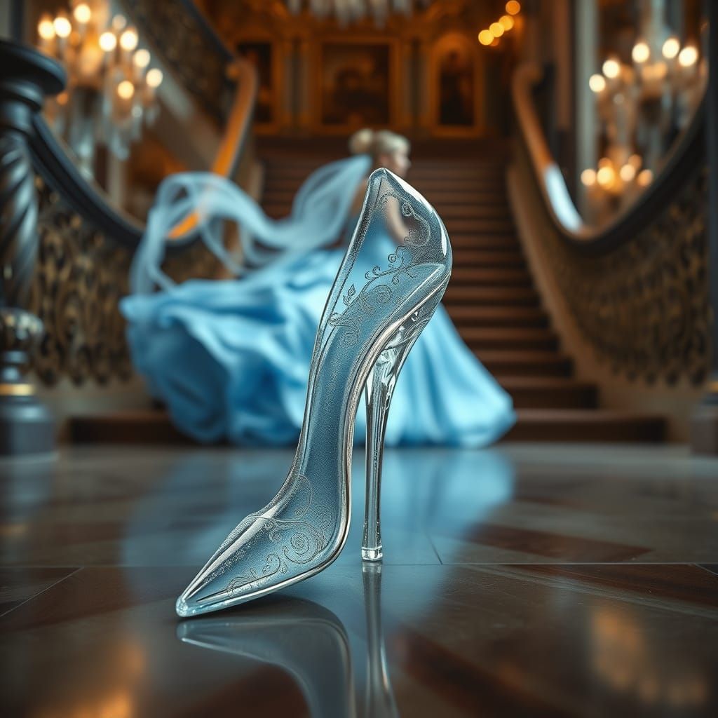 Ethereal Glass Stiletto Adorned with Whimsical Etchings