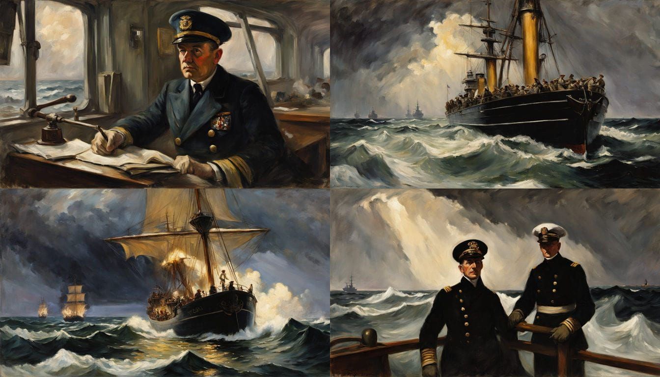 WWI Naval Officer in Dramatic Oil Painting Style