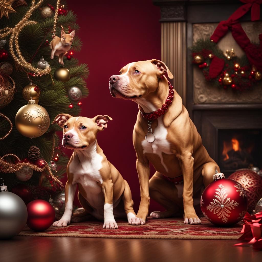Dogs Play with Christmas Ornaments: Digital Matte Painting