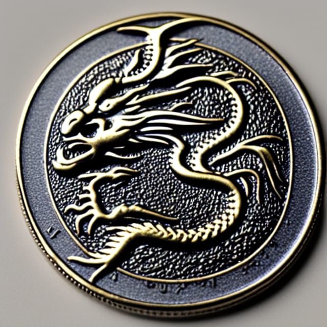 Embossed Dragon Coin in Red Gold