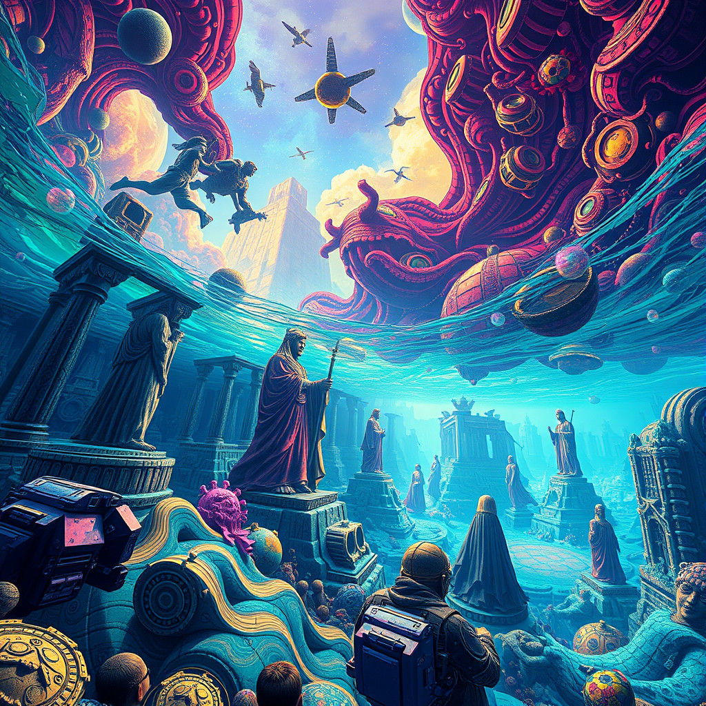 Submerged Civilizations in Cyberpunk Neon Style