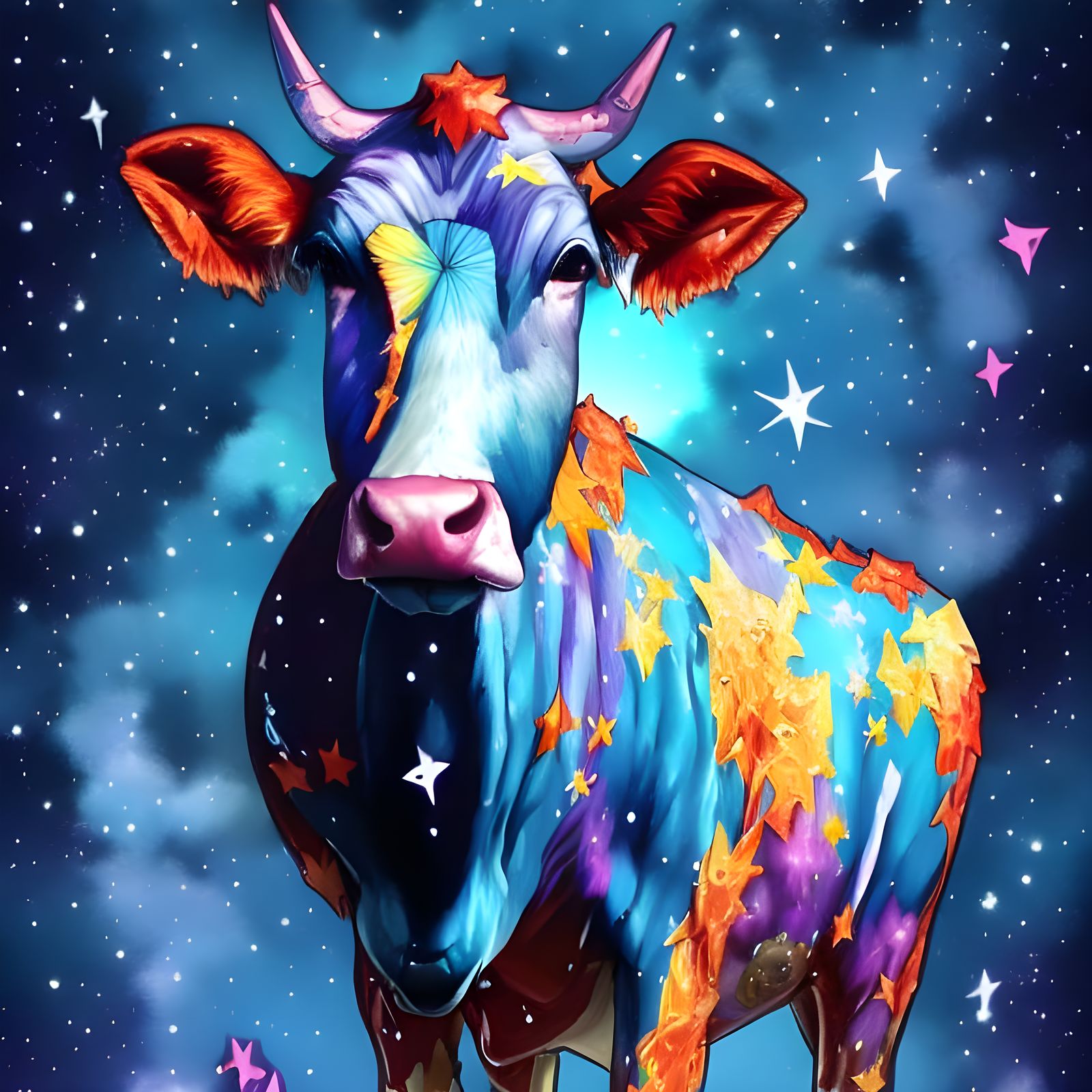 Cosmic Space Cow in Galactic Starscape