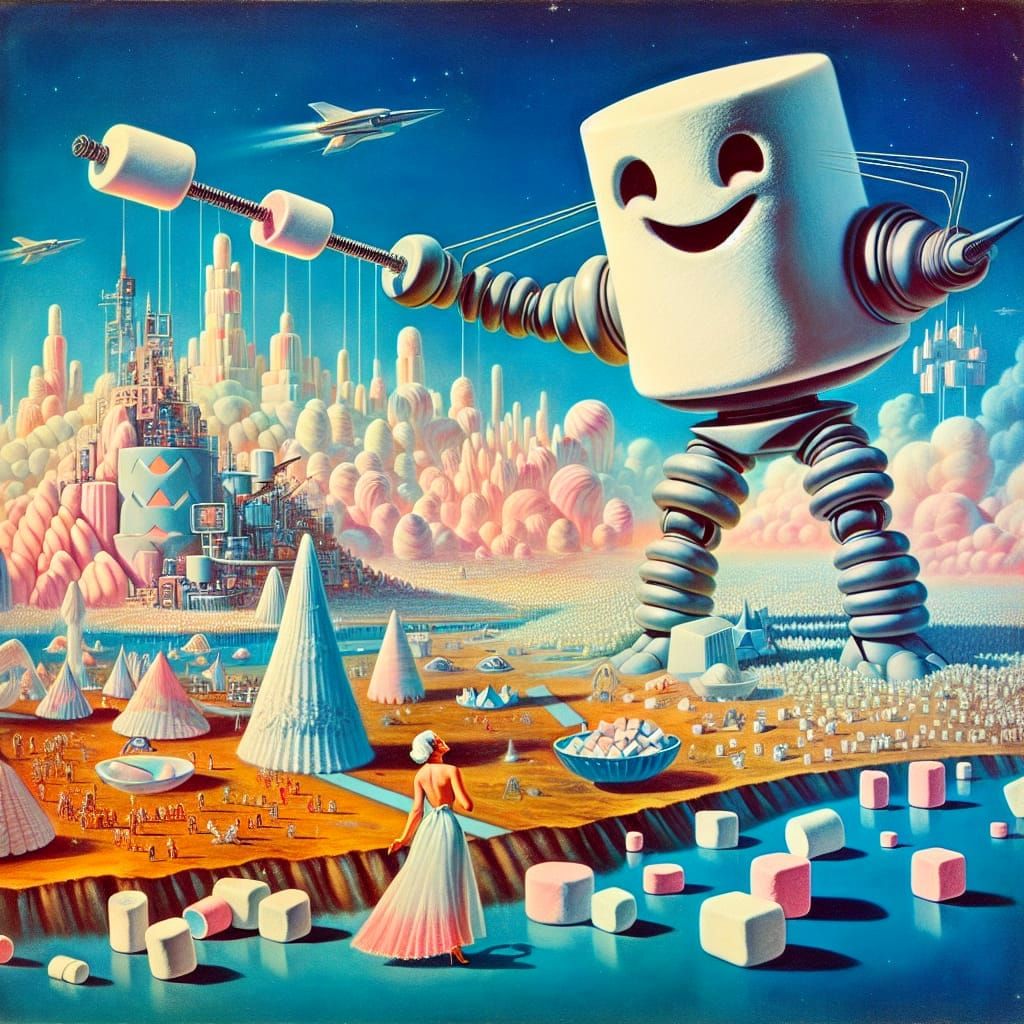 Marshmallowpunk Robot on a Dreamlike Planet