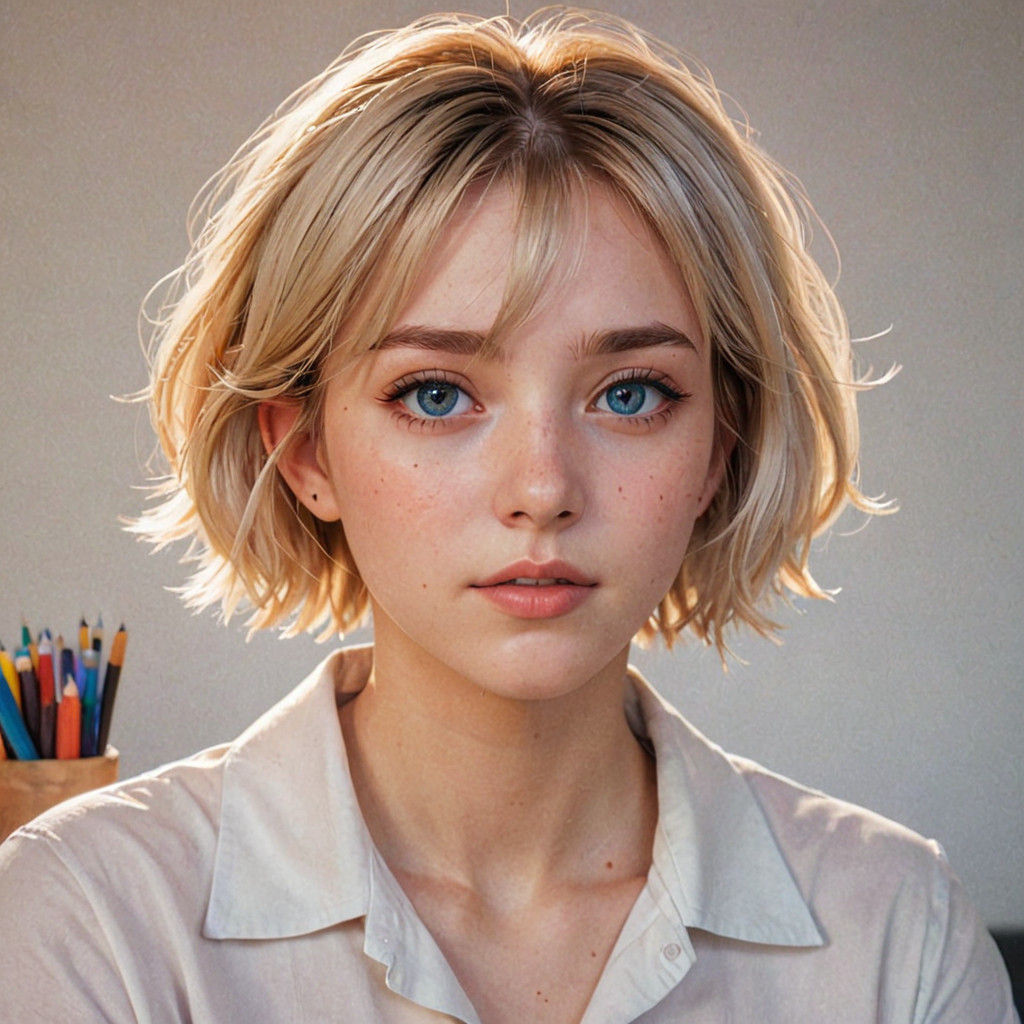 Anime-Inspired Digital Illustration of a Teenage Girl