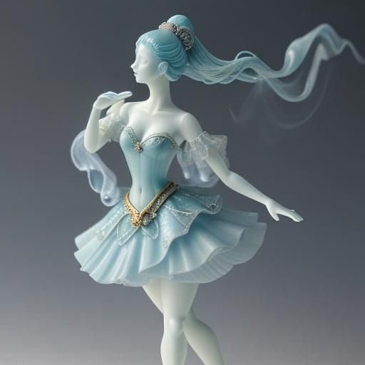 Porcelain Ballerina Figurine in Blue Dress