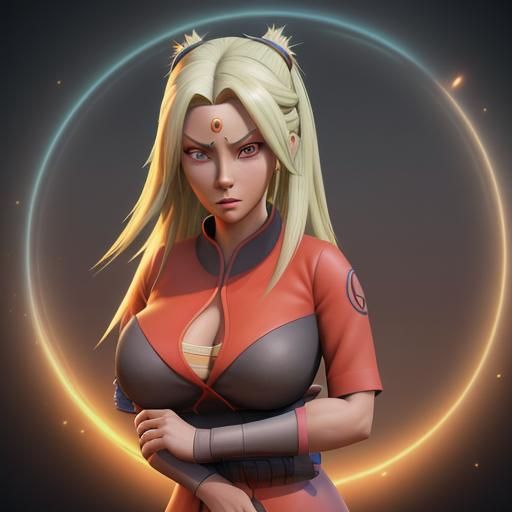 Tsunade 3D Art: Pixar-Inspired Digital Rendering