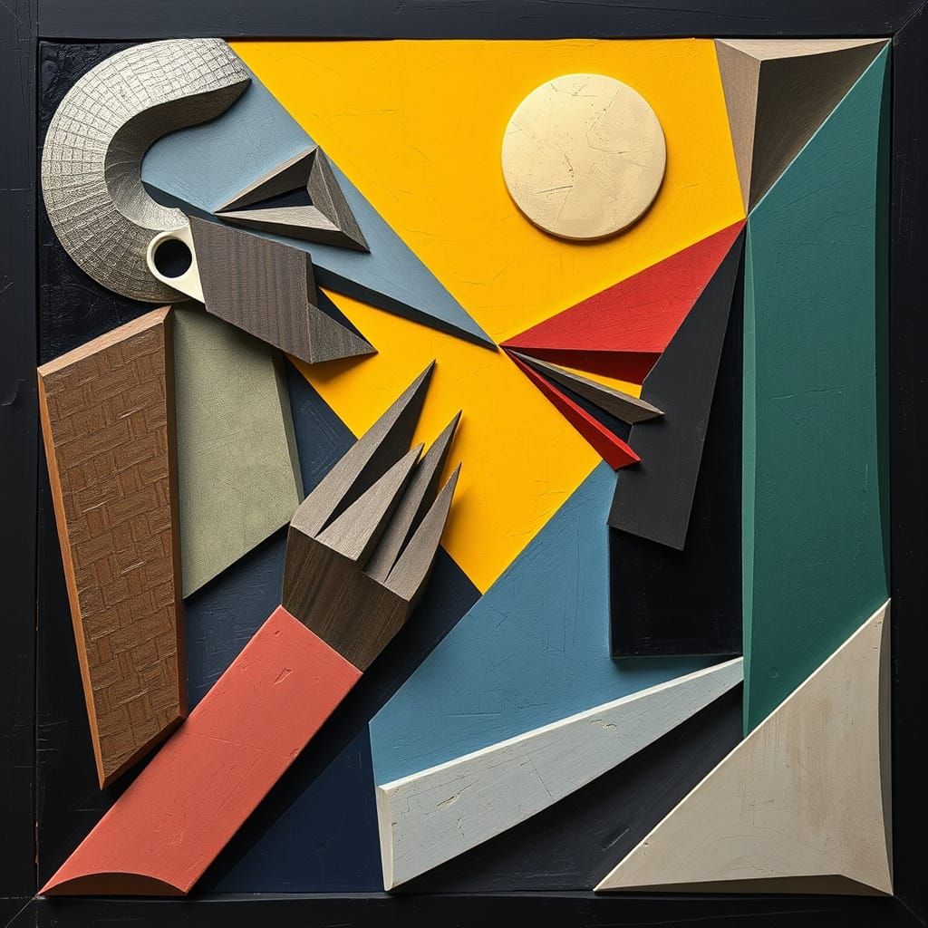 Abstract Clay Forms in Cubist Style