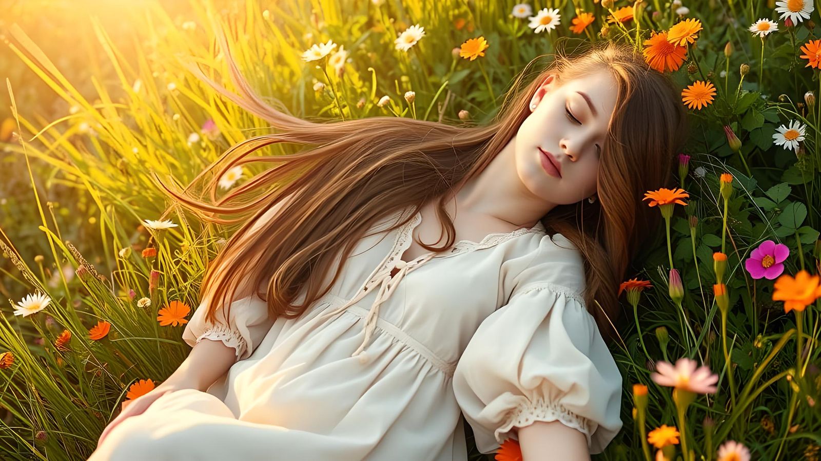 Sleeping Beauty in Summer Meadow: Professional Photography