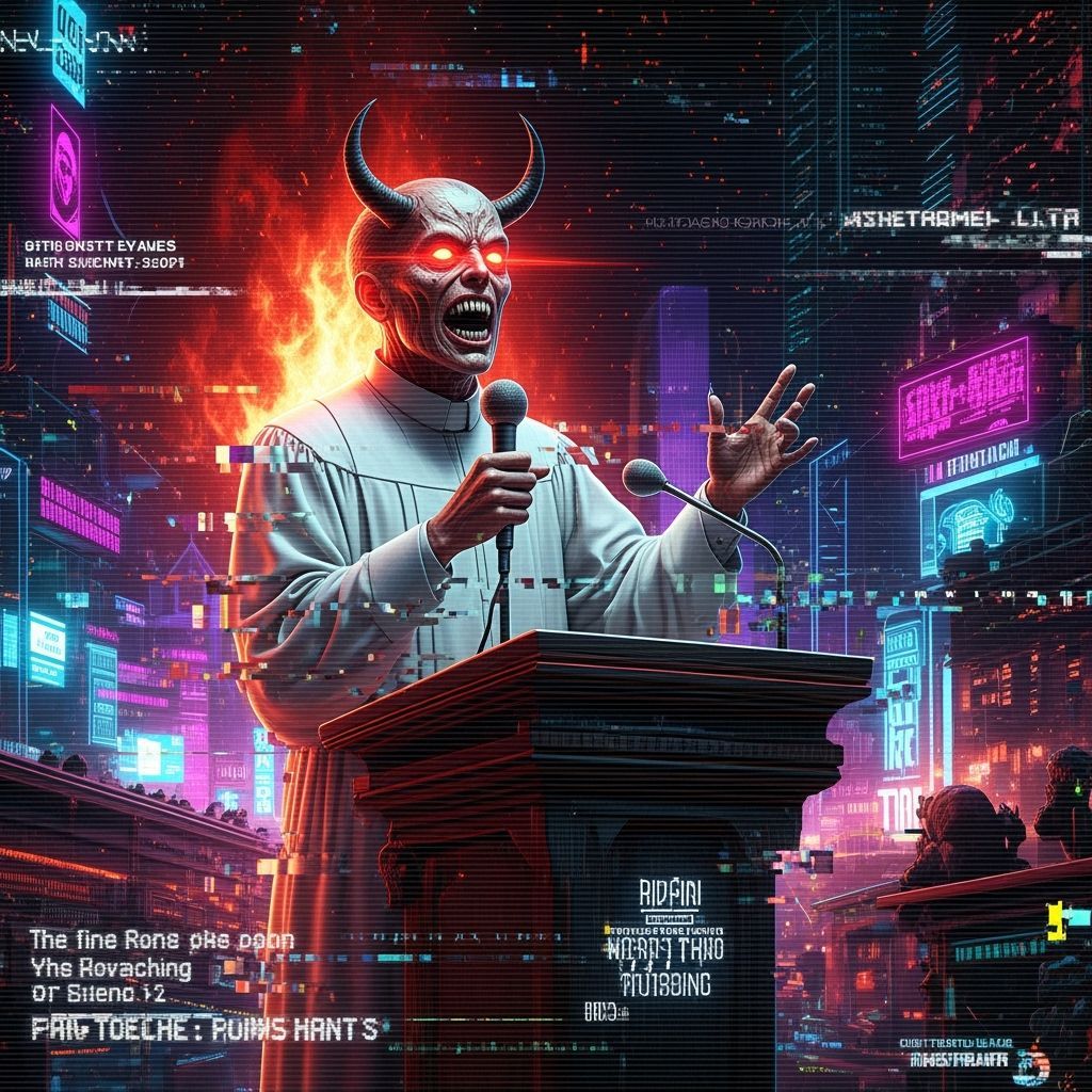 Glitching Televangelist Reveals Demonic Form