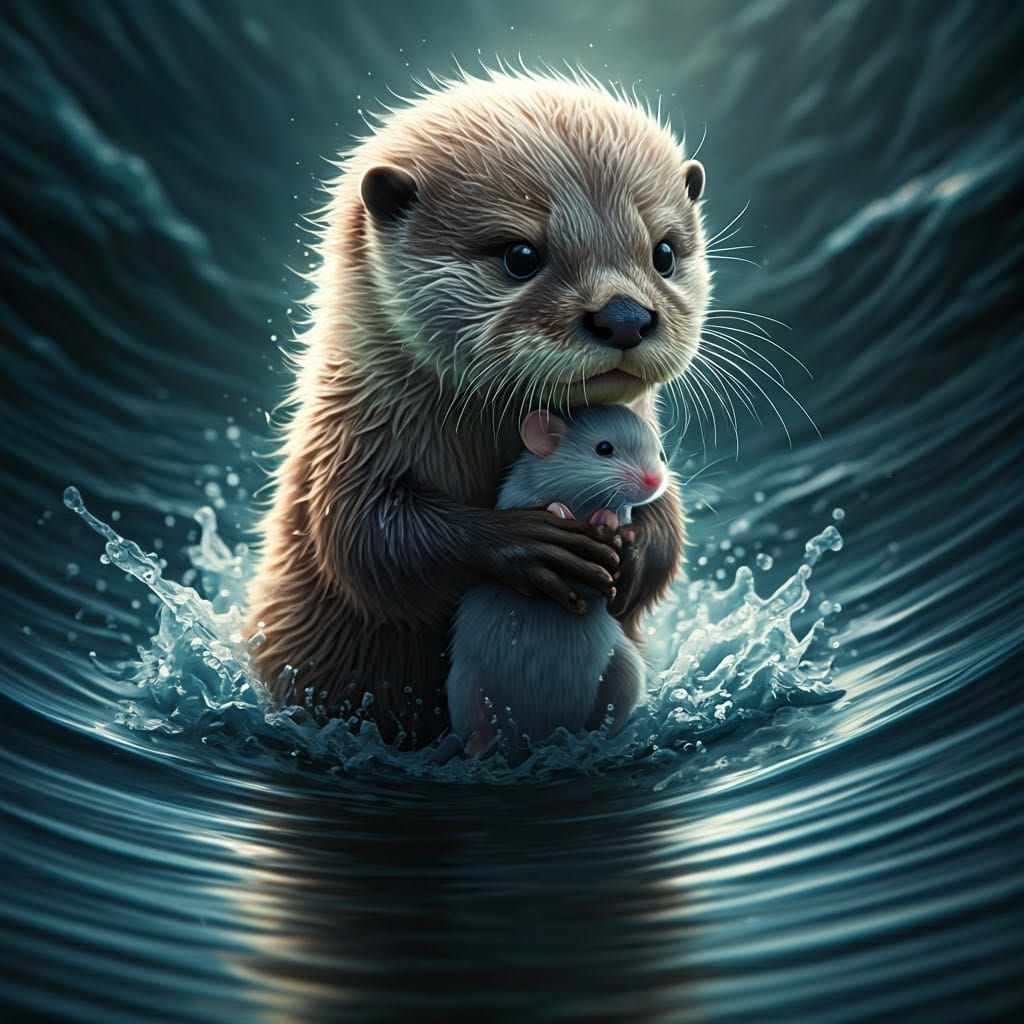 baby otter waterfall