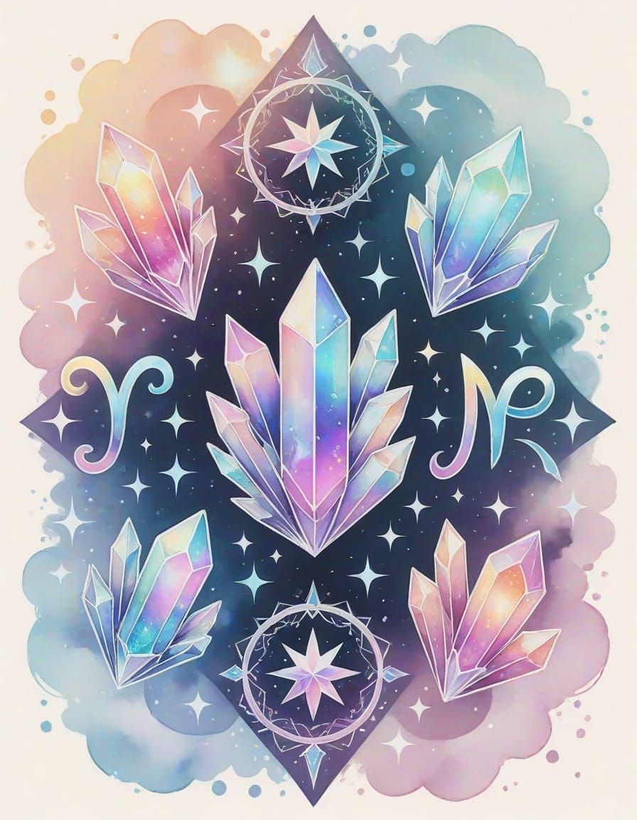 Zodiac Crystal Shard Flash Tattoo Sheet in Anime Style