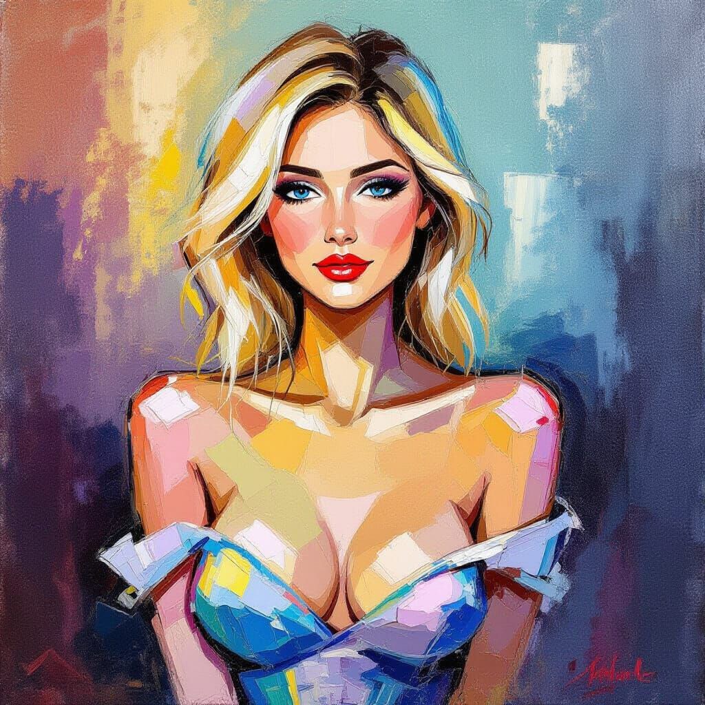 Impressionist Oil Painting of a Blonde Woman