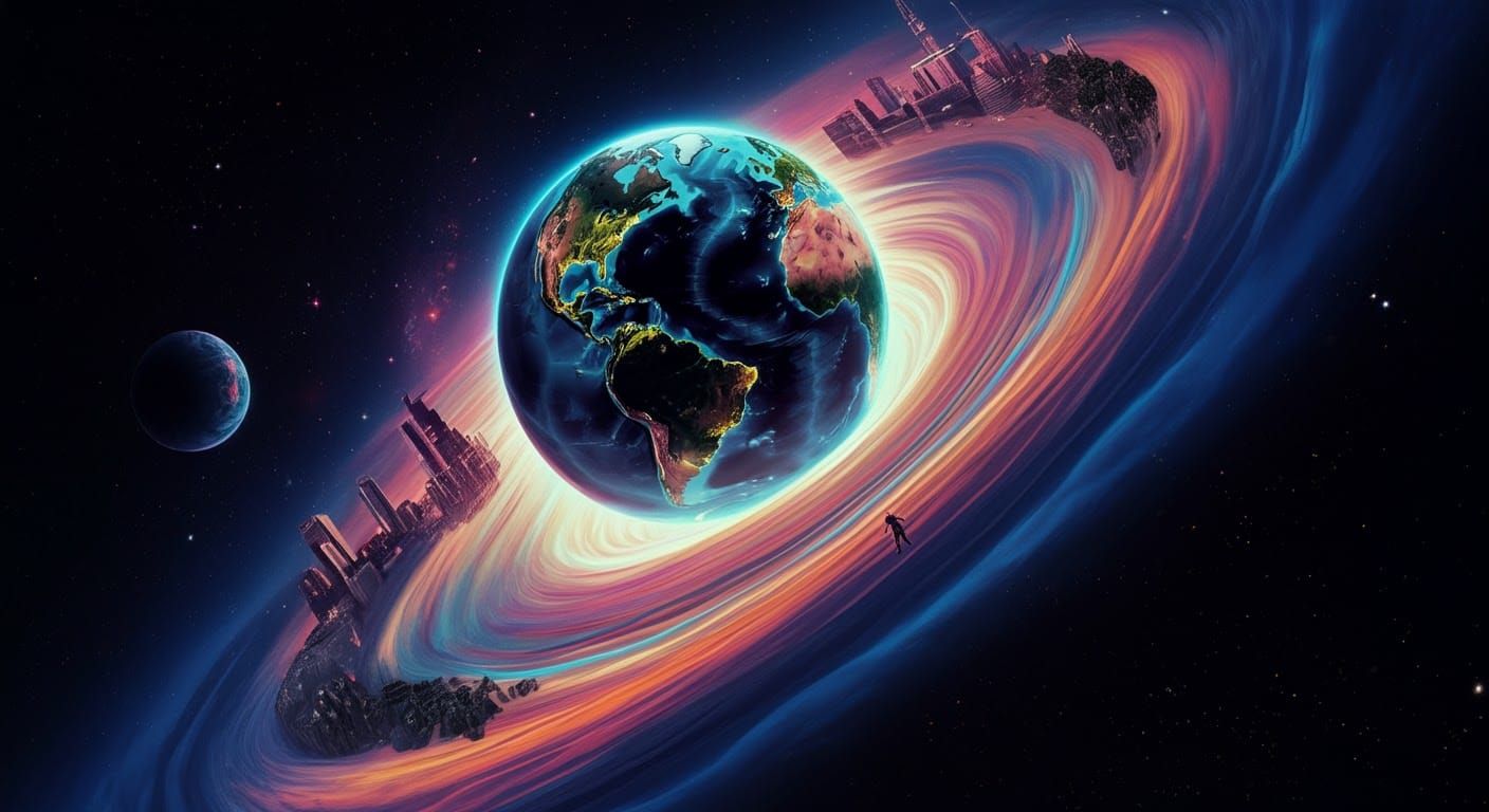 Earth Enters a Black Hole: Cosmic Surrealism in Euphoric Bli...